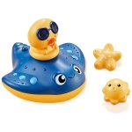Jouets de bain pour b�b� et enfant en bas age avec jet d'eau, forme de lions dans un bateau, a placer ...