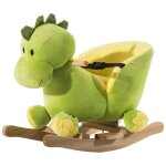Jouet  bascule dinosaure ceinture de scurit effet sonore 32 chansons bois peluche verte