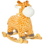 Jouet  bascule girafe et porteur sur roulettes 2 en 1 fonction sonore mugissement bois peuplier peluche ...