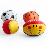 Jouet b�b� en tissu doux et s�r, lot de 4 pi�ces, ensemble de football, rugby, basketball, softball, ...