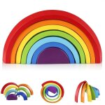 Jouets en bois arc - en - ciel, 7 pi�ces de jouets empilables arc - en - ciel jouets pour gar�ons et ...
