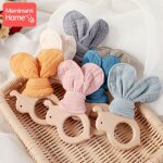 Jouets en bois pour b�b�s, 1 pi�ce, pendentif en bois h�tre abeille avec tissu en coton, oreille de lapin, ...