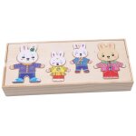 Jouet en bois cratif lapin changement de vtements, puzzle educatif montessori changement de robe, jouets ...