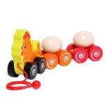 Jouet en bois pour enfants, jeu de tra�n�e, ¿ufs, apprentissage de la motricit� des poules, remorque ...