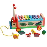 Jouet en bois pour enfants, xylophone, tracteur, piano educatif montessori, arc - en - ciel, cadeau