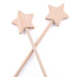 Jouet en bois de htre pour bb, baguettes magiques a cinq branches, bton etoile, jouet rongeur, lune, ...