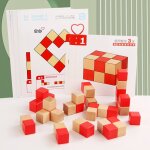 Jouet en bois de htre pour enfants, blocs de construction, entranement de la motricit fine, cube bicolore, ...
