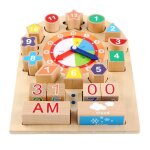 Jouets en bois montessori, horloge num�rique, blocs de construction, forme g�om�trique, correspondance ...