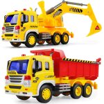 Jouet camion gizmovine 2pcs benne vehicule de chantier tracteur grue de construction avec lumi res son ...