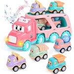Jouet camion avec sons et lumires, 5 en 1 jouet garage voiture pour enfants, transporter truck cars ...