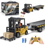 Jouet de chariot elvateur tlcommand 1:24 avec remorque, brouillard, lumires et sons, mode grue, ...