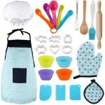 Jouet de cuisine pour enfants, 22 pcs ensemble de cuisine avec toque et tablier de chef, jouets de jeu ...
