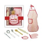 Jouet de cuisine pour enfants, 8 pices, tablier, mitaine, rouleau a ptisserie, cuillre, fouet, jeu ...