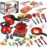 Jouets de cuisine pour enfants, ensemble de cuisine avec ustensiles de cuisine, casseroles et poles, ...