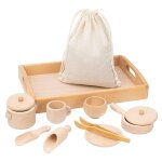 Jouets de cuisine sensoriels montessori en bois, bac a outils, vaisselle de cuisine, ensemble de jouets ...