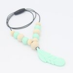 Jouet de dentition en silicone pour b�b�, anneau de dentition, collier, pendentif en plume, jouet a m�cher, ...