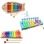 Jouet educatif en bois pour b�b�s, xylophone en forme de poisson, montessori, piano a huit notes, instrument ...