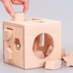 Jouet educatif en bois pour enfants, cube trieur en forme de bois, bote de blocs de construction non ...