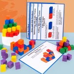 Jouets educatifs en bois montessori pour bbs, blocs de cubes colors en bois, puzzle pour enfants