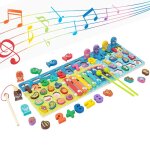 Jouets educatifs en bois montessori pour enfants, planche, maths, p�che, piano a frapper, jouets en bois ...