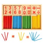 Jouets educatifs en bois montessori pour enfants, puzzle, bchettes pour apprendre a compter, nombres, ...