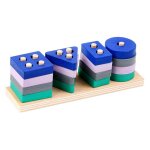 Jouets educatifs montessori en bois de taille mini, blocs de construction en forme de couleur pour l'apprentis ...