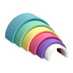 Jouet a empiler petit arc - en - ciel en silicone pastel