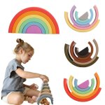 Jouets a empiler en silicone pour b�b�s, anneau de dentition de qualit� alimentaire, arc - en - ciel ...