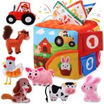 Jouet eveil bebe 6 - 12 mois, jouet sensoriels montessori boite mouchoir bebe avec animaux fermiers, ...