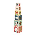 Jouets d'eveil pyramide 6 cubes baby forest (bois)