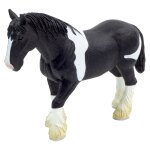 Jouet figurine r�aliste - cheval clydesdale noir et blanc - plan�te des animaux