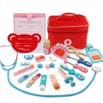 Jouet d'imitation - zgeer - malette docteur enfant set - bois - rose - simulation mdicale - jouet educatif ...