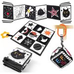 Jouet livre tissu montessori bb eveil 0 - 12 mois carte noir et blanc bb cadeau naissance fille garcon ...