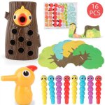 Jouet magn�tique en bois pour enfants, jeu en forme de pic, attrape - ver, animal, b�b�, p�che, insecte, ...