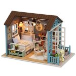 Jouet de maison de kit de meubles miniatures de chalet en bois bricolage avec led li - greatmall