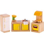Jouet meubles de cuisine en bois - accessoires cuisine pour maison de poupe en bois : cuisinire, evier, ...
