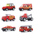 Jouet de mod�lisation de camion de pompiers 1:64 en alliage moul�, 6 pi�ces, jouets educatifs pour enfants ...