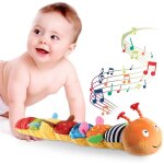 Jouet musical b�b� chenille multicolore - hochet doux et froissable avec cloches - eveil sensoriel