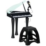 Jouet musical piano lectronique - tabouret, micro et support - clavier 37 touches, effet lumineux, nombreux ...