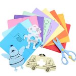 Jouet en papier color pour enfants, bricolage, fait a la main, avec ciseaux, apprentissage educatif ...