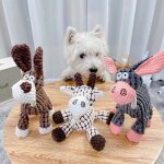 Jouets en peluche mignons pour enfants, simulation d'animaux, chien, corde a mcher, couineur d'ne