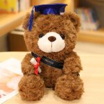 Jouet en peluche d'ours docteur mignon et petit teddy en couleur marron profond avec chapeau boris pour ...