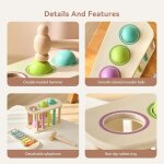 Jouet de percussion en bois 2 en 1 avec xylophone coulissant, jouets montessori pour garons et filles ...
