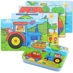Jouet puzzle en bois pour enfants, cadeau de puzzle de bo�te de fer quatre - en - un, pour gar�ons filles ...