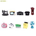 Jouet rtro tv 1:12 pour maison de poupe, 1 pice, mini tlphone, ventilateur en fer, modle de machine ...