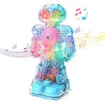 Jouet robot electrique a engrenages transparents, alimenté par batterie, avec musique dynamique et lumière ... Jouet robot electrique a engrenages transparents, alimenté par batterie, avec musique dynamique et lumière ...