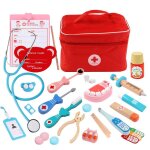 Jouet de simulation de docteur en bois pour enfants, jeu de r�le par injection, jeu educatif pour enfants, ...