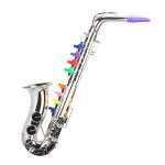 Jouet de simulation de saxophone m�tallique, 8 touches color�es, instruments de musique pour enfants ...