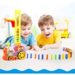 Jouet train domino �lectrique - 63 pi�ces construction - lumi�re son - camion voiture