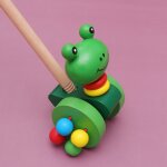 Jouets de voiture pour b�b�, marcheur en bois, avec tige de pouss�e (grenouille), dessin anim�, amusant ...
